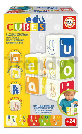 Didaktické kocky so samohláskami Vowels Educubes Baby Games Educa stohovateľné od 24 mes EDU20412