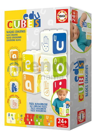 Didaktické kocky so samohláskami Vowels Educubes Baby Games Educa stohovateľné od 24 mes EDU20412