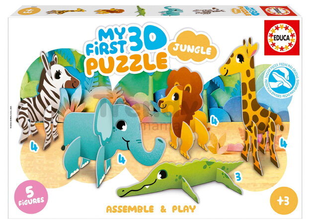 Puzzle pro nejmenší Jungle My First 3D Puzzle Kids Educa 5 modelů zvířátek