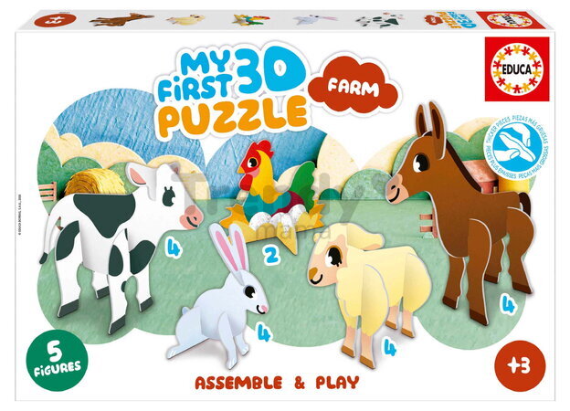 Puzzle pro nejmenší Farm My First 3D Puzzle Kids Educa 5 modelů farmářských zvířat