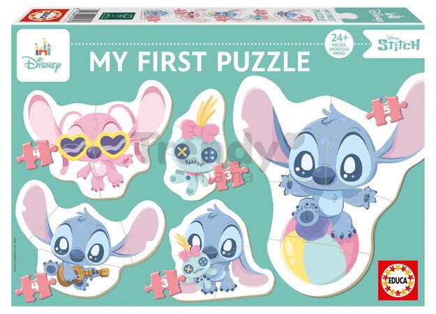 Puzzle pro nejmenší Stitch My First 4 Puzzles Educa progresivní 3-3-4-4-5 dílků od 24 měsíců