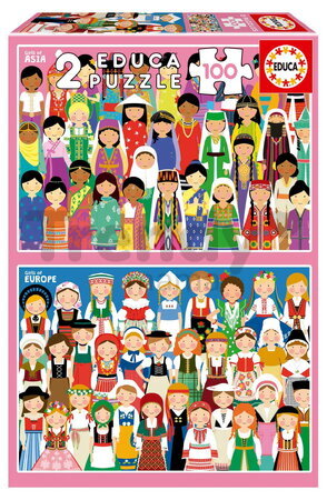Puzzle Girls of Europe & Asia Educa 2x100 dielov od 6 rokov EDU20478
