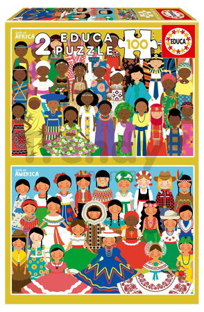 Puzzle Girls of America & Africa Educa 2x100 dielov od 6 rokov EDU20479