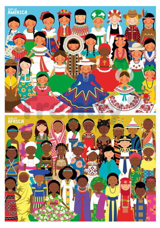 Puzzle Girls of America & Africa Educa 2x100 dielov od 6 rokov EDU20479