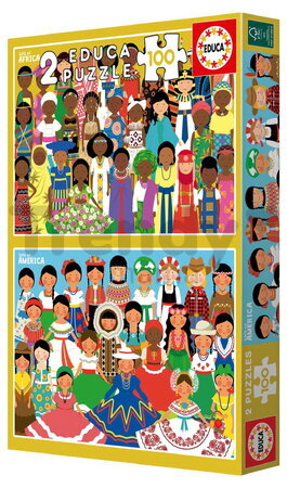 Puzzle Girls of America & Africa Educa 2x100 dielov od 6 rokov EDU20479