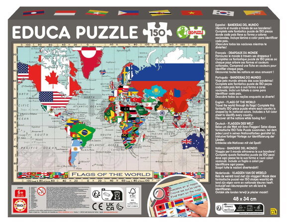 Puzzle Flags of the World Educa 150 de piese, de la 6 ani