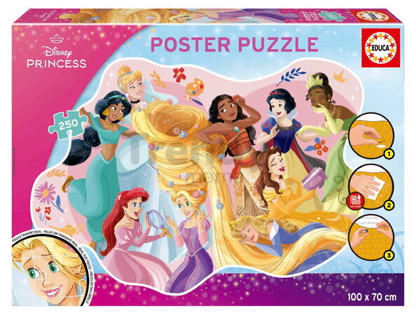 Puzzle plakát Disney Princezny Poster Educa 250 dílků a Fix lepidlo od 8 let