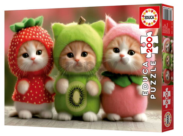 Puzzle Fruitie Kitties Educa 200 de piese, de la 6 ani