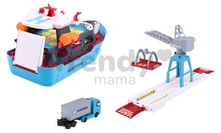 Garáž nákladná loď Creatix Logistic Freight Ship Majorette so žeriavom kamiónom a loďkami od 5 rokov