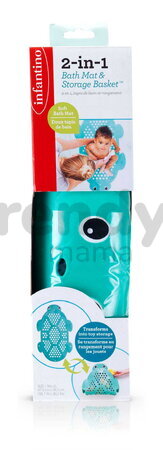 Protišmyková podložka do vane 2v1 Korytnačka Bath Mat & Storage Basket Turtle Infantino s prísavkami od 0 mes