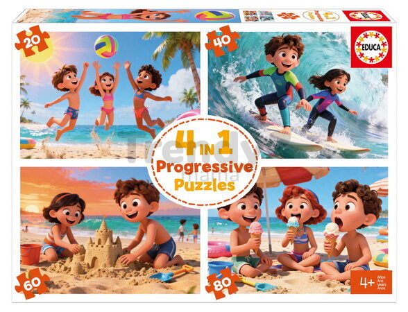 Puzzle Day at the Beach Educa progresivní 20-40-60-80 dílků od 4 let