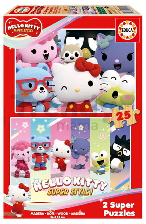 Puzzle dřevěné Hello Kitty Puzzle Educa 2 x 25 dílků