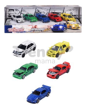 Autíčka Japan Series 5 Pieces Giftpack Majorette kovové s odpružením dĺžka 7,5 cm sada 5 druhov v darčekovom balení