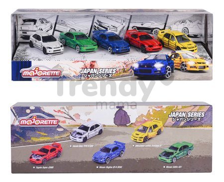 Autíčka Japan Series 5 Pieces Giftpack Majorette kovové s odpružením dĺžka 7,5 cm sada 5 druhov v darčekovom balení