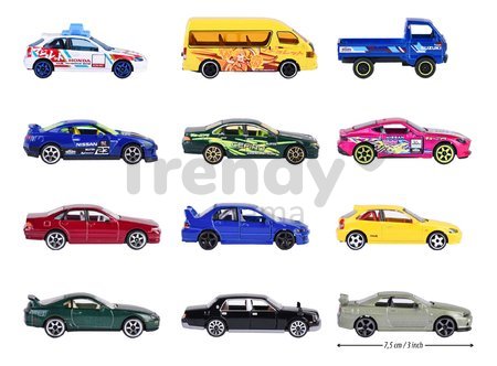 Autíčka Japan Series Bonus Pack Majorette kovové s odpružením a zberateľským boxom 7,5 cm dĺžka 5 druhov