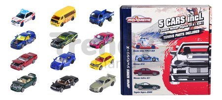 Autíčka Japan Series Bonus Pack Majorette kovové s odpružením a zberateľským boxom 7,5 cm dĺžka 5 druhov