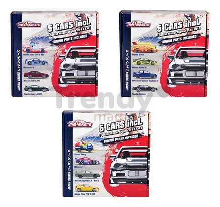 Autíčka Japan Series Bonus Pack Majorette kovové s odpružením a zberateľským boxom 7,5 cm dĺžka 5 druhov