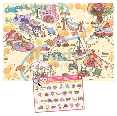 Puzzle Detective Hello Kitty Educa 150 de piese, caută 30 de obiecte de la 6 ani