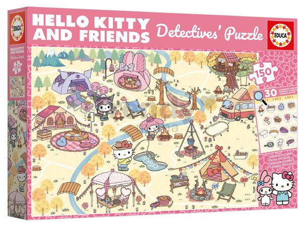 Puzzle Detective Hello Kitty Educa 150 de piese, caută 30 de obiecte de la 6 ani