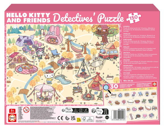 Puzzle Detective Hello Kitty Educa 150 de piese, caută 30 de obiecte de la 6 ani