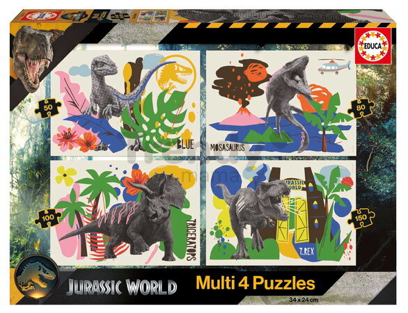 Puzzle Multi 4 Jurassic World Educa 50–80–100–150 dílků od 5 let