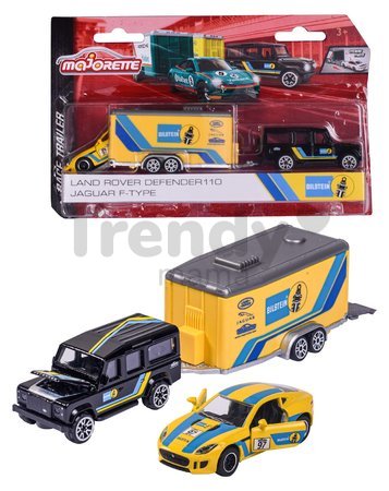 Autíčka s prívesom Race Trailer Majorette kovové s otvárateľnými časťami dĺžka 18 cm