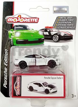 Autíčko Porsche so zberateľskou krabičkou 911 Carrera Deluxe Majorette kovové otvárateľné gumené kolieska 7,5 cm dĺžka rôzne druhy