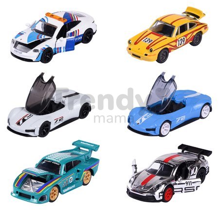 Mașinuță Porsche Motorsport Deluxe Majorette și o cutie de colecție 7,5 cm lungime 5 tipuri