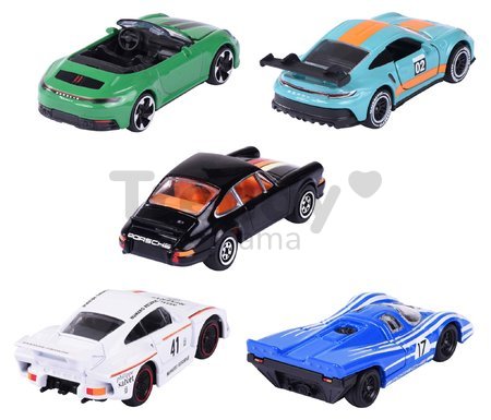 Autíčka Porsche Motorsport 5 Pieces Giftpack Majorette kovové dĺžka 7,5 cm sada 5 druhov v darčekovom balení