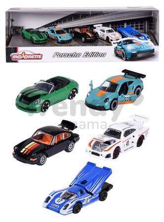 Autíčka Porsche Motorsport 5 Pieces Giftpack Majorette kovové dĺžka 7,5 cm sada 5 druhov v darčekovom balení