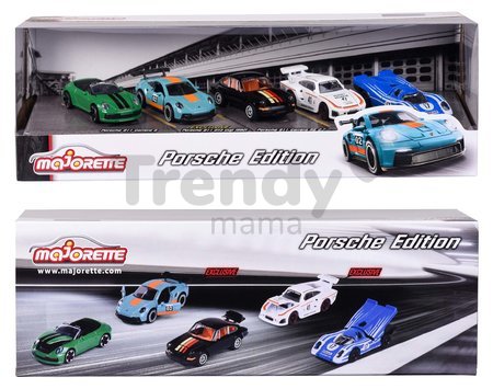 Autíčka Porsche Motorsport 5 Pieces Giftpack Majorette kovové dĺžka 7,5 cm sada 5 druhov v darčekovom balení