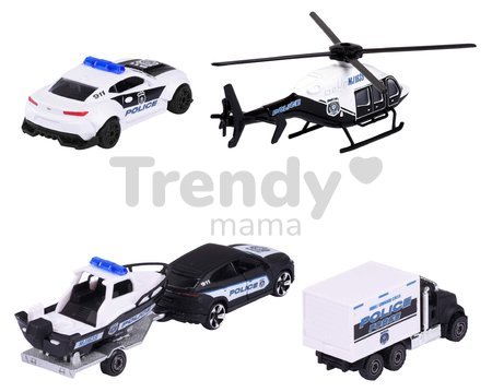 Autíčka policajné Police Force 4 Pieces Giftpack Majorette kovové dĺžka 7,5 cm sada 4 druhov v darčekovom balení