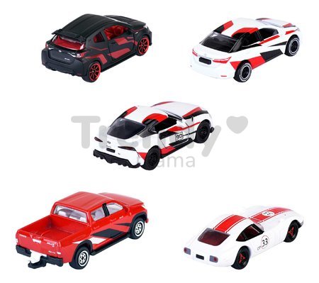 Autíčka pretekárske Toyota Racing 5 Pieces Giftpack Majorette kovové dĺžka 7,5 cm sada 5 druhov v darčekovom balení