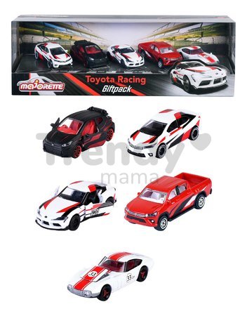 Autíčka pretekárske Toyota Racing 5 Pieces Giftpack Majorette kovové dĺžka 7,5 cm sada 5 druhov v darčekovom balení