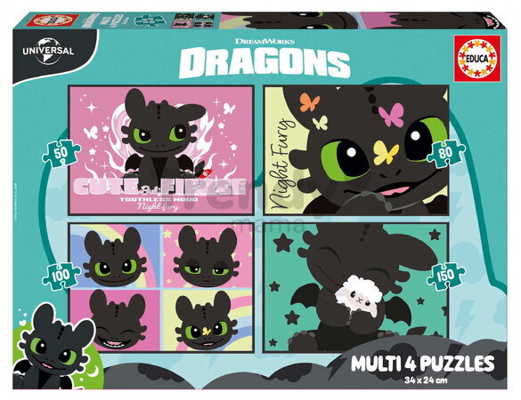 Puzzle Multi 4 How to train your dragon Educa 50-80-100-150 dílků od 5 let