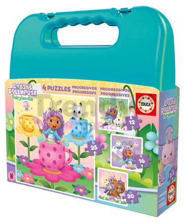 Puzzle v kufříku Gabby´s Dollhouse Case Educa progresivní 12-16-20-25 dílků
