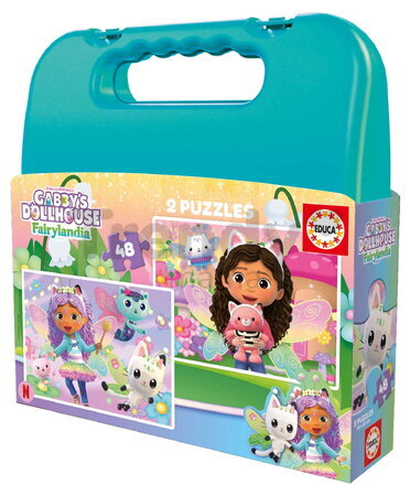 Puzzle v kufříku Gabby´s Dollhouse Educa 2 × 48 dílků od 4 let