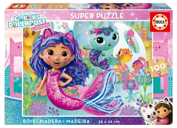 Puzzle dřevěné Gabby´s Dollhouse Educa 100 dílků od 6 let