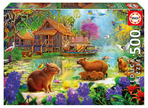 Puzzle Capybara Village Educa 500 dílků a Fix lepidlo