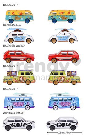 Autíčko VW The Originals Deluxe Cars Majorette kovové so zberateľským boxom 7,5 cm dĺžka 6 druhov