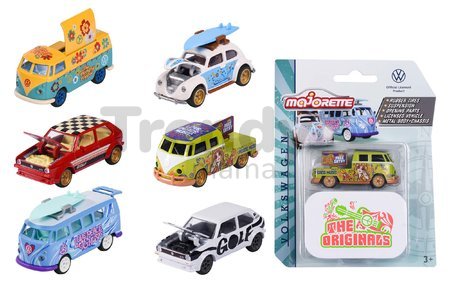 Autíčko VW The Originals Deluxe Cars Majorette kovové so zberateľským boxom 7,5 cm dĺžka 6 druhov