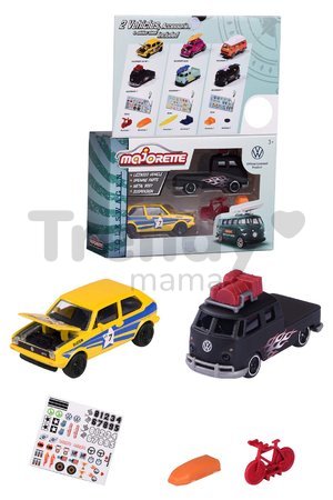 Autíčka VW The Originals Majorette kovové s nálepkami dĺžka 7,5 cm sada 2 druhov 3 varianty