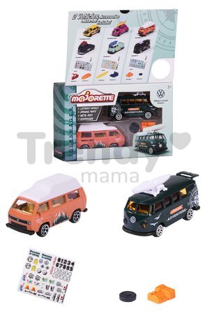 Autíčka VW The Originals Majorette kovové s nálepkami dĺžka 7,5 cm sada 2 druhov 3 varianty