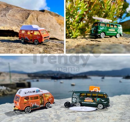 Autíčka VW The Originals Majorette kovové s nálepkami dĺžka 7,5 cm sada 2 druhov 3 varianty