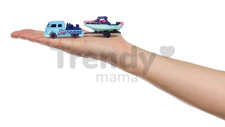 Autíčko s prívesom VW The Originals Trailer Majorette kovové s odpružením 13 cm dĺžka 4 druhy