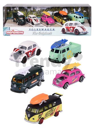 Autíčka VW The Originals 5 Pieces Pack Majorette kovové dĺžka 7,5 cm sada 5 druhov v darčekovom balení