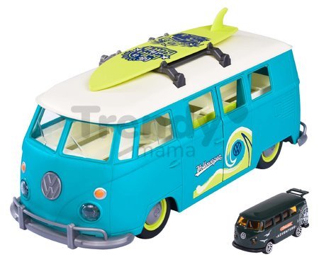 Autíčko karavan VW The Originals T1 Majorette so svetlom a 1 zberateľským autíčkom dĺžka 32,5 cm