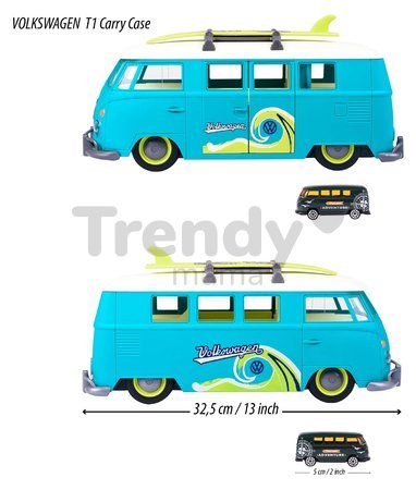 Autíčko karavan VW The Originals T1 Majorette so svetlom a 1 zberateľským autíčkom dĺžka 32,5 cm