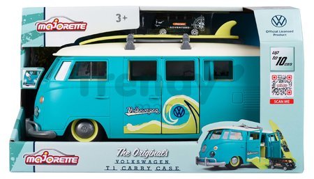 Autíčko karavan VW The Originals T1 Majorette so svetlom a 1 zberateľským autíčkom dĺžka 32,5 cm