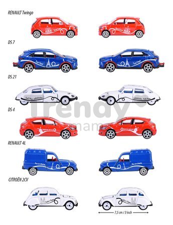 Autíčko French Touch Premium Cars Majorette kovové s odpružením a zberateľskou kartičkou 7,5 cm dĺžka 6 druhov